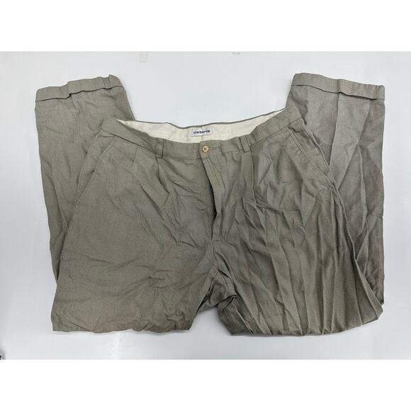 Claiborne Mens Dress Pants Size 38S Tan Pleated Pockets Rolled Hems - Picture 1 of 11